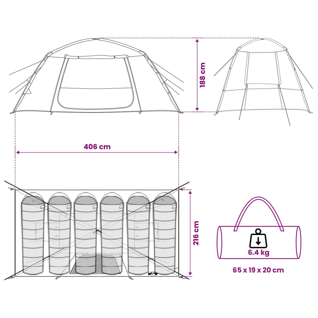 Cabin Tent 400 X 210 X 180 Cm Polyester