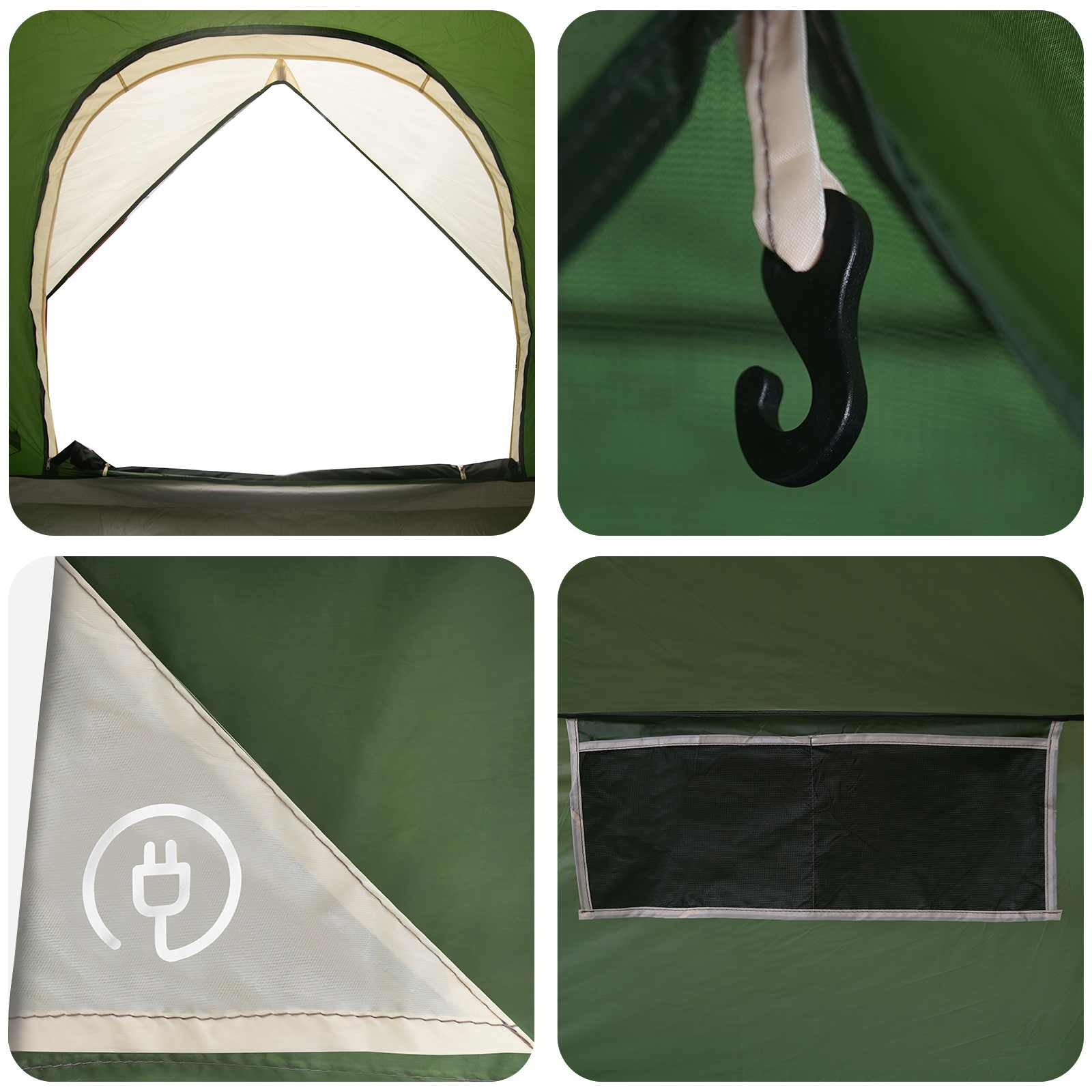 Camping Tent With Rainfly Water-Resistant Dome Green