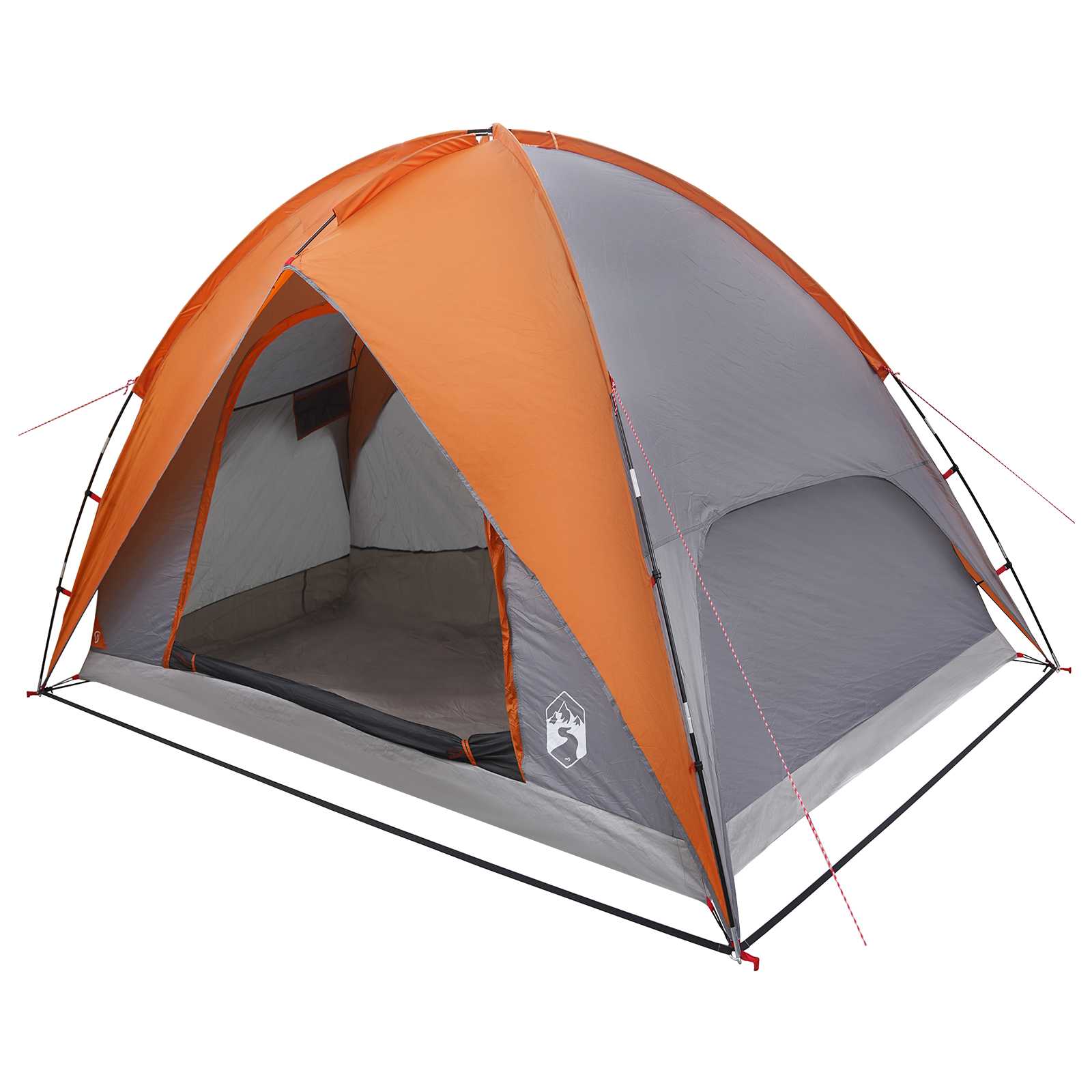 Camping Tent With Rainfly Water-Resistant Dome Grey And Orange
