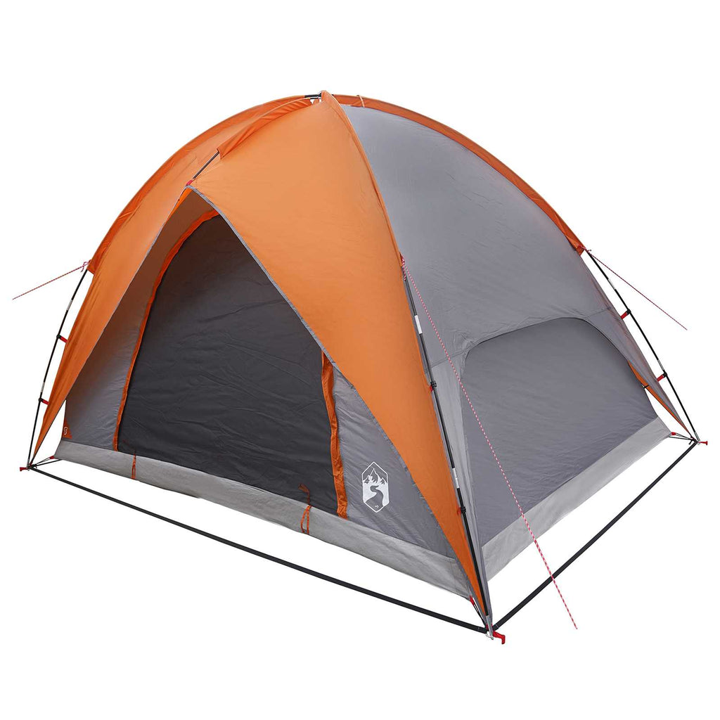 Camping Tent With Rainfly Water-Resistant Dome Grey And Orange