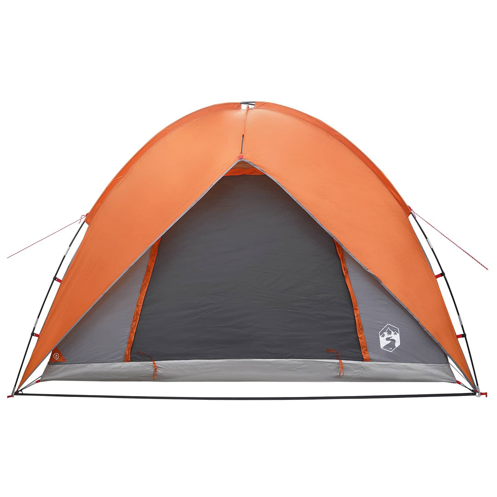 Camping Tent With Rainfly Water-Resistant Dome Grey And Orange