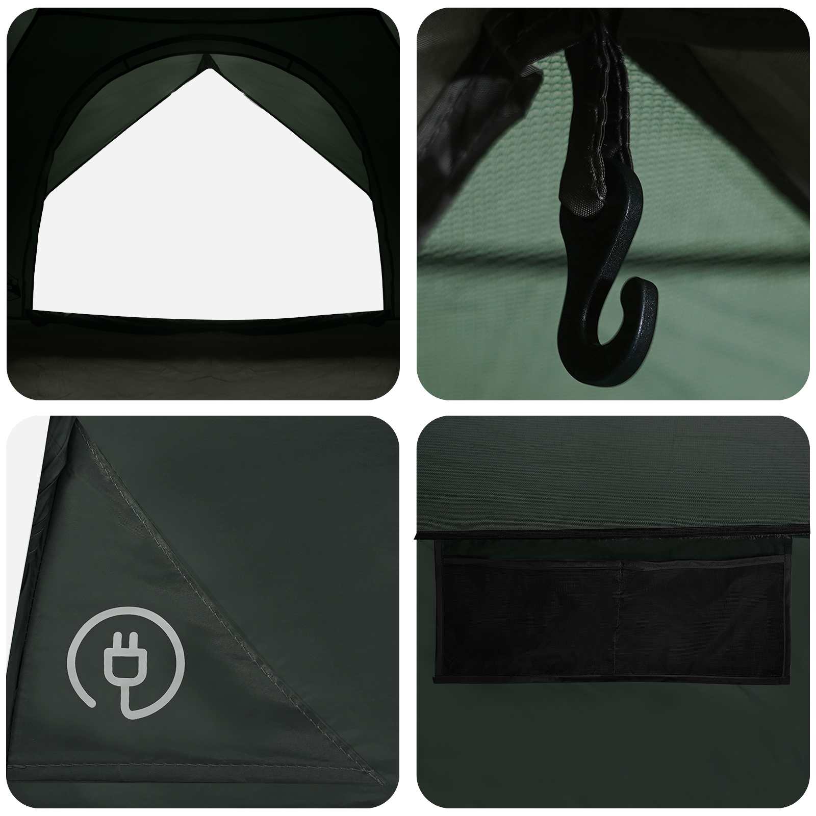Camping Tent With Rainfly Water-Resistant Dome Army Green