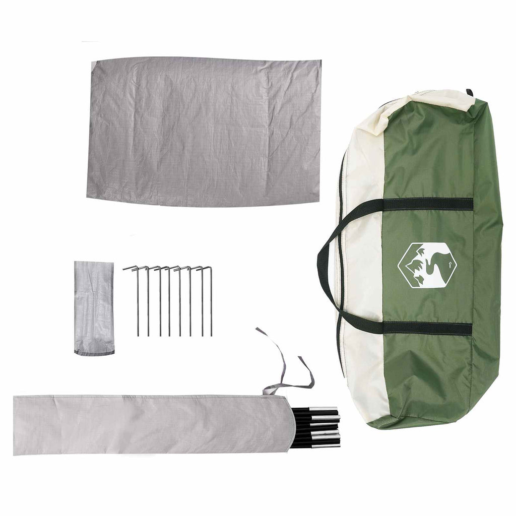 Camping Tent With Rainfly Water-Resistant Dome Green 4-Person