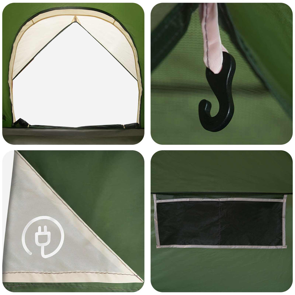 Camping Tent With Rainfly Water-Resistant Dome Green 4-Person