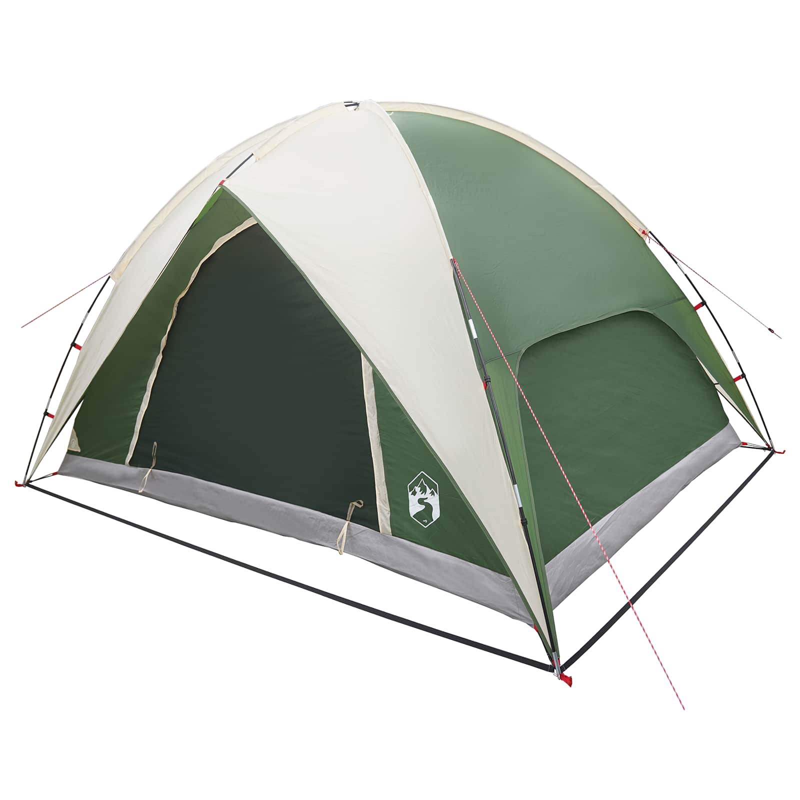 Camping Tent With Rainfly Water-Resistant Dome Green 4-Person