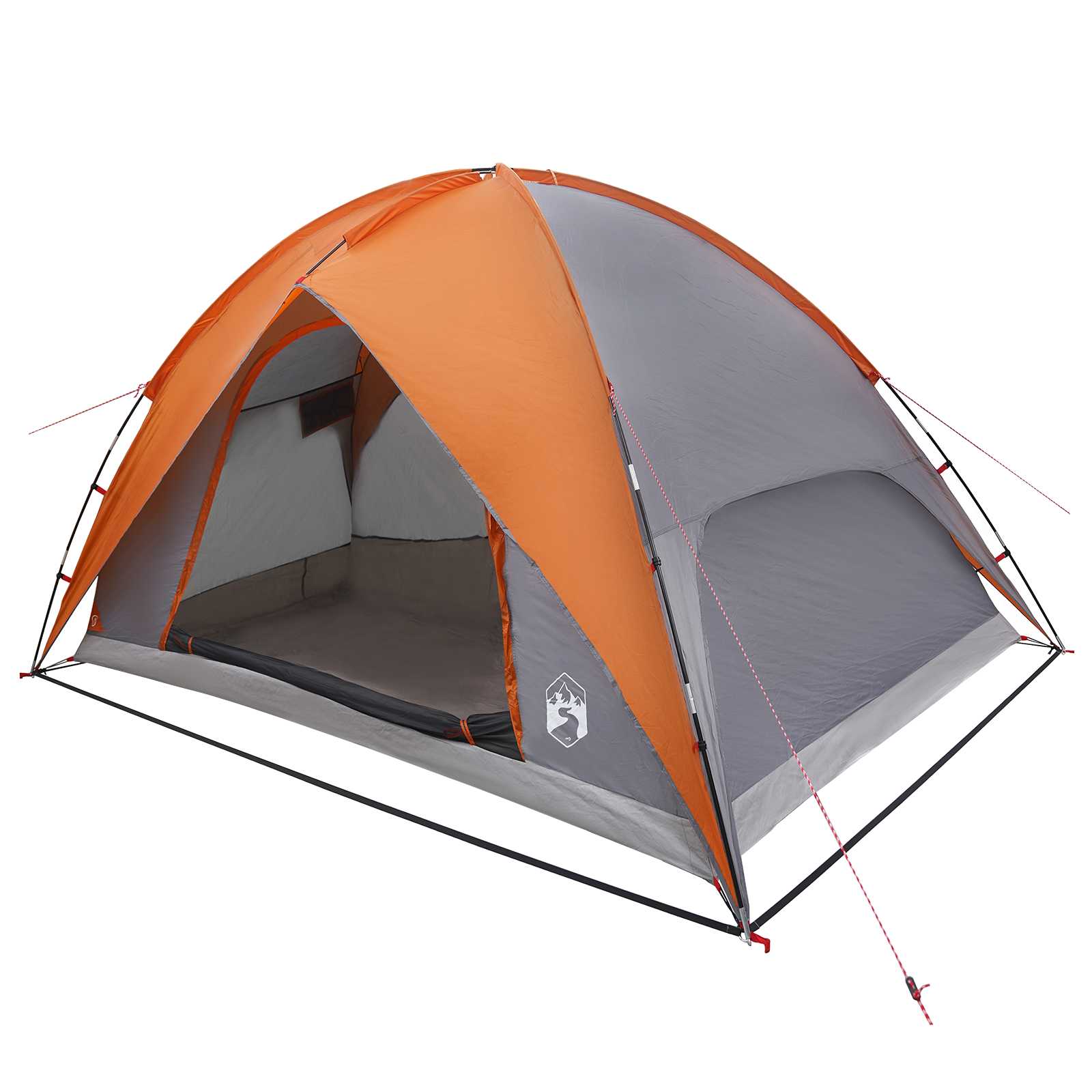 Camping Tent With Rainfly Water-Resistant Dome Grey And Orange