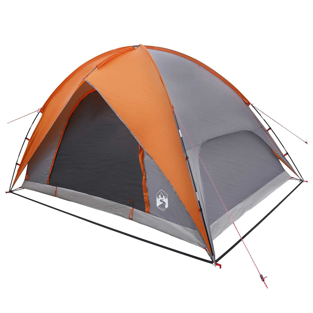 Camping Tent With Rainfly Water-Resistant Dome Grey And Orange