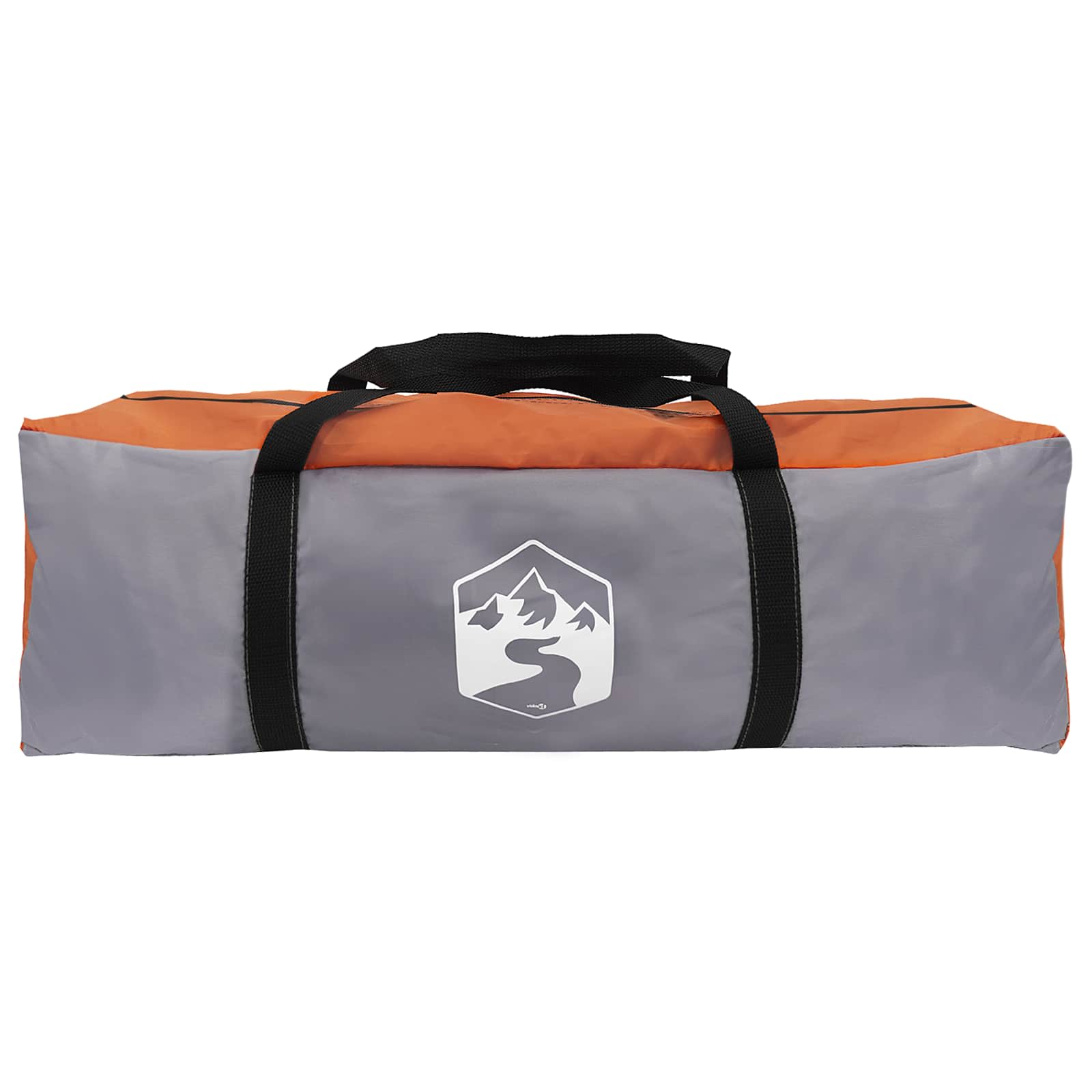 Camping Tent With Rainfly Water-Resistant Dome Grey And Orange