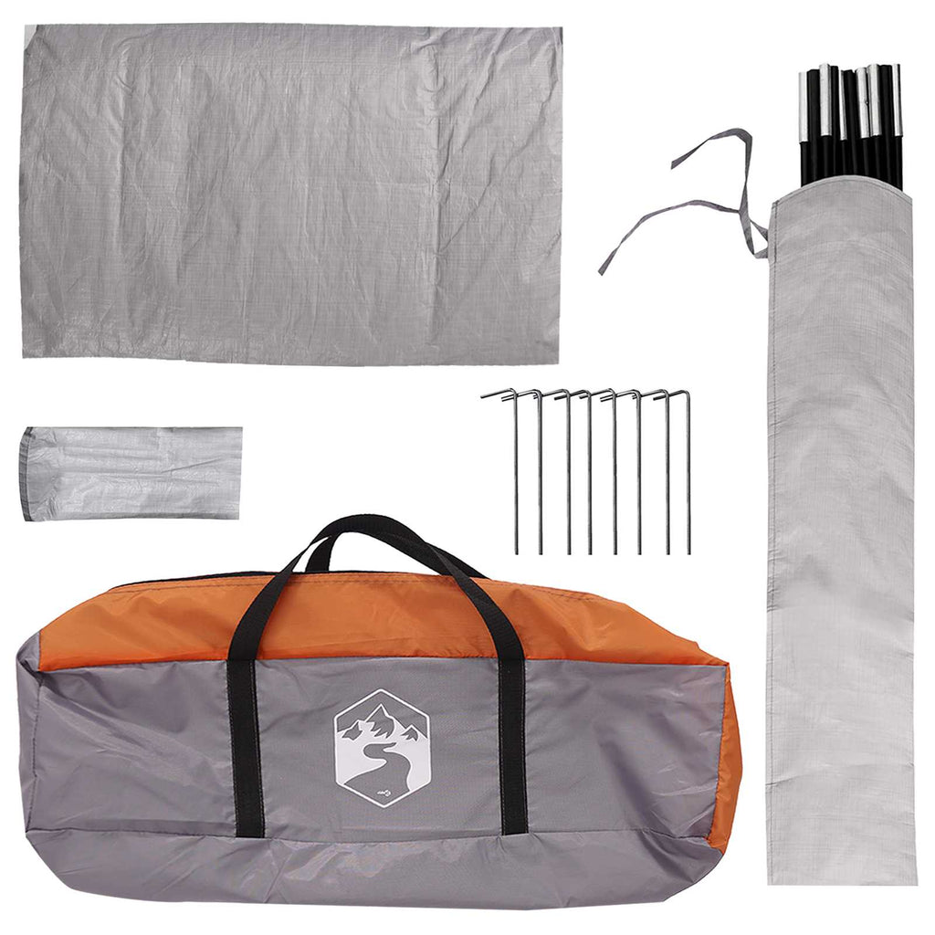 Camping Tent With Rainfly Water-Resistant Dome Grey And Orange