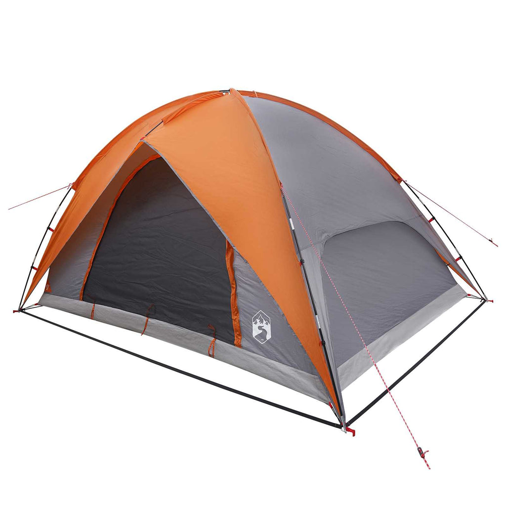 Camping Tent With Rainfly Water-Resistant Dome Grey And Orange