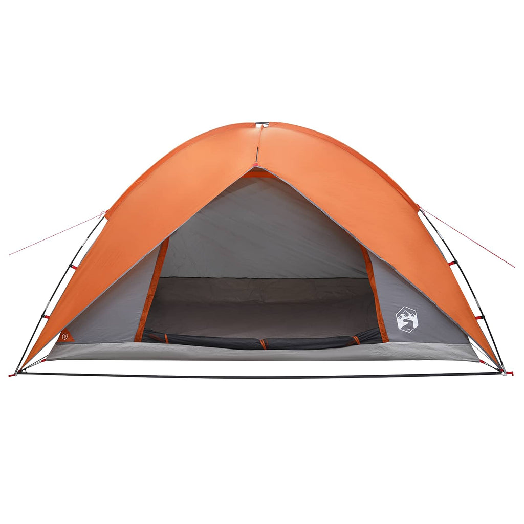 Camping Tent With Rainfly Water-Resistant Dome Grey And Orange