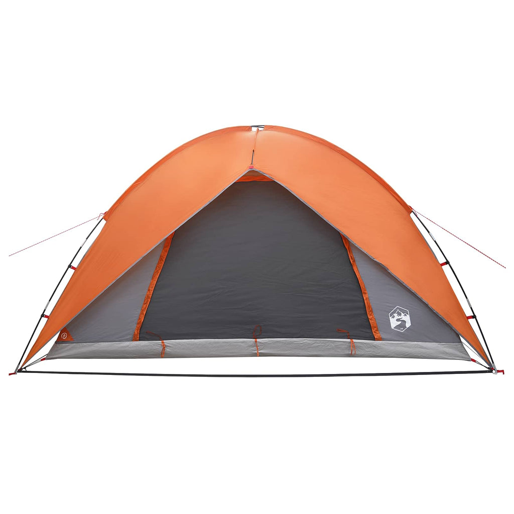 Camping Tent With Rainfly Water-Resistant Dome Grey And Orange