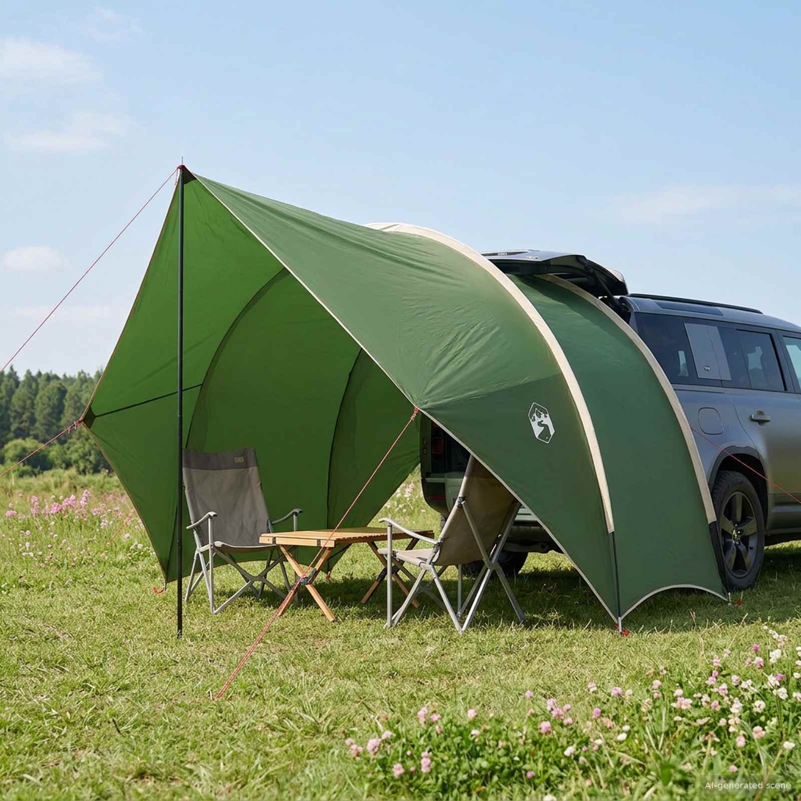 Tailgate Awning Water-Resistant Green 405 X 280 X 220 Cm