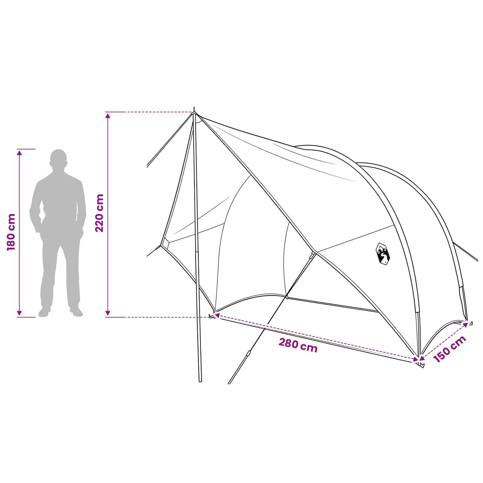 Tailgate Awning Water-Resistant Green 405 X 280 X 220 Cm