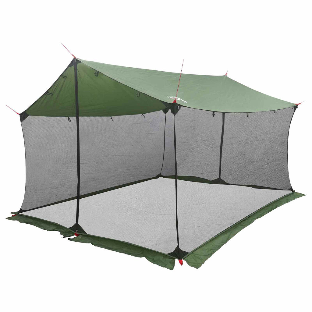 Camping Tarp With Mesh Walls Green 340 X 260 X 220 Cm