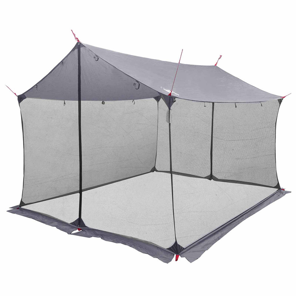 Camping Tarp With Mesh Walls Grey And Orange 340 X 260 X 220 Cm