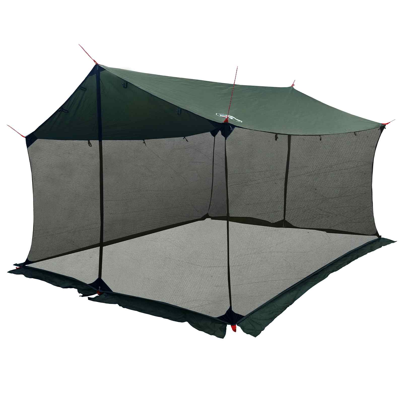 Camping Tarp With Mesh Walls Army Green 340 X 260 X 220 Cm
