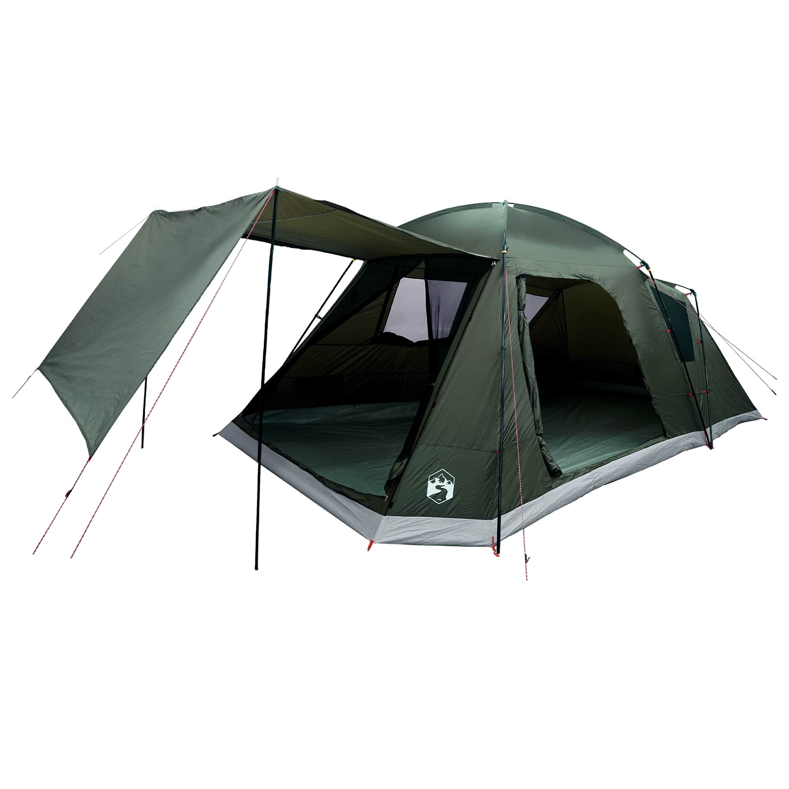 Cabin Tent With Roof Brown Grey Polyester And Steel