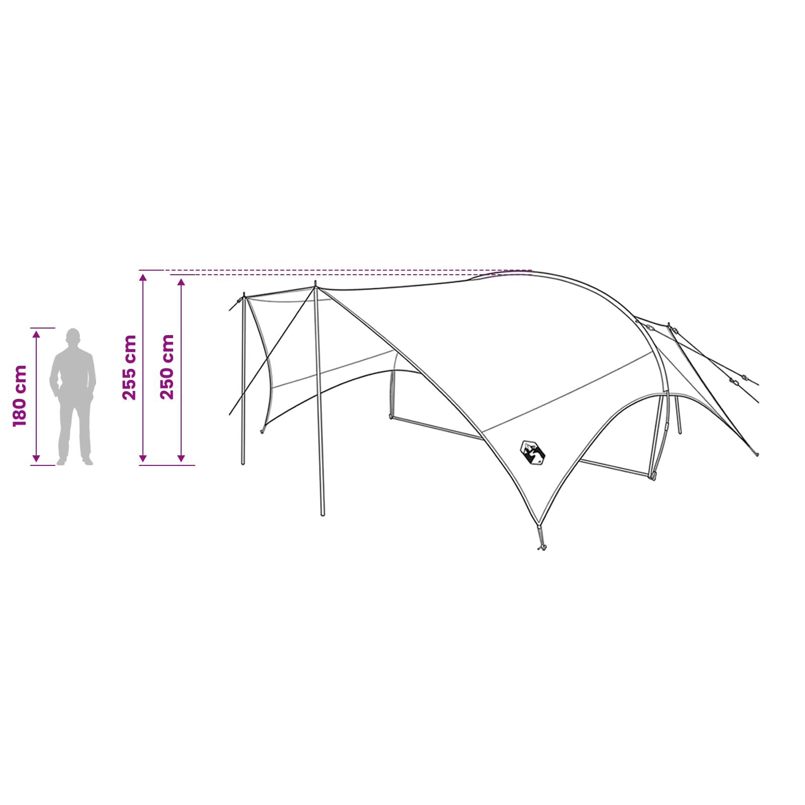Camping Tarp Water-Resistant Green 690 X 580 X 255 Cm