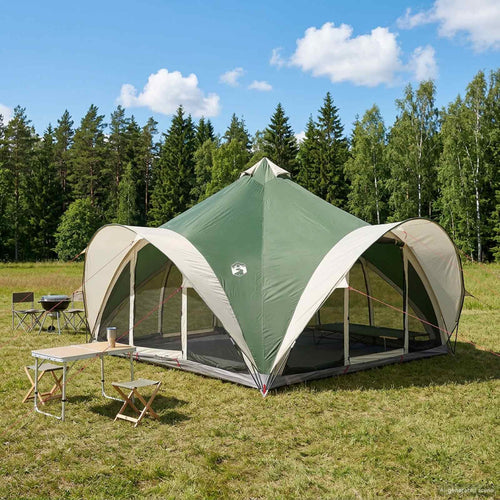 Tipi Tent With Roof Green 18-Person Polyester And Steel