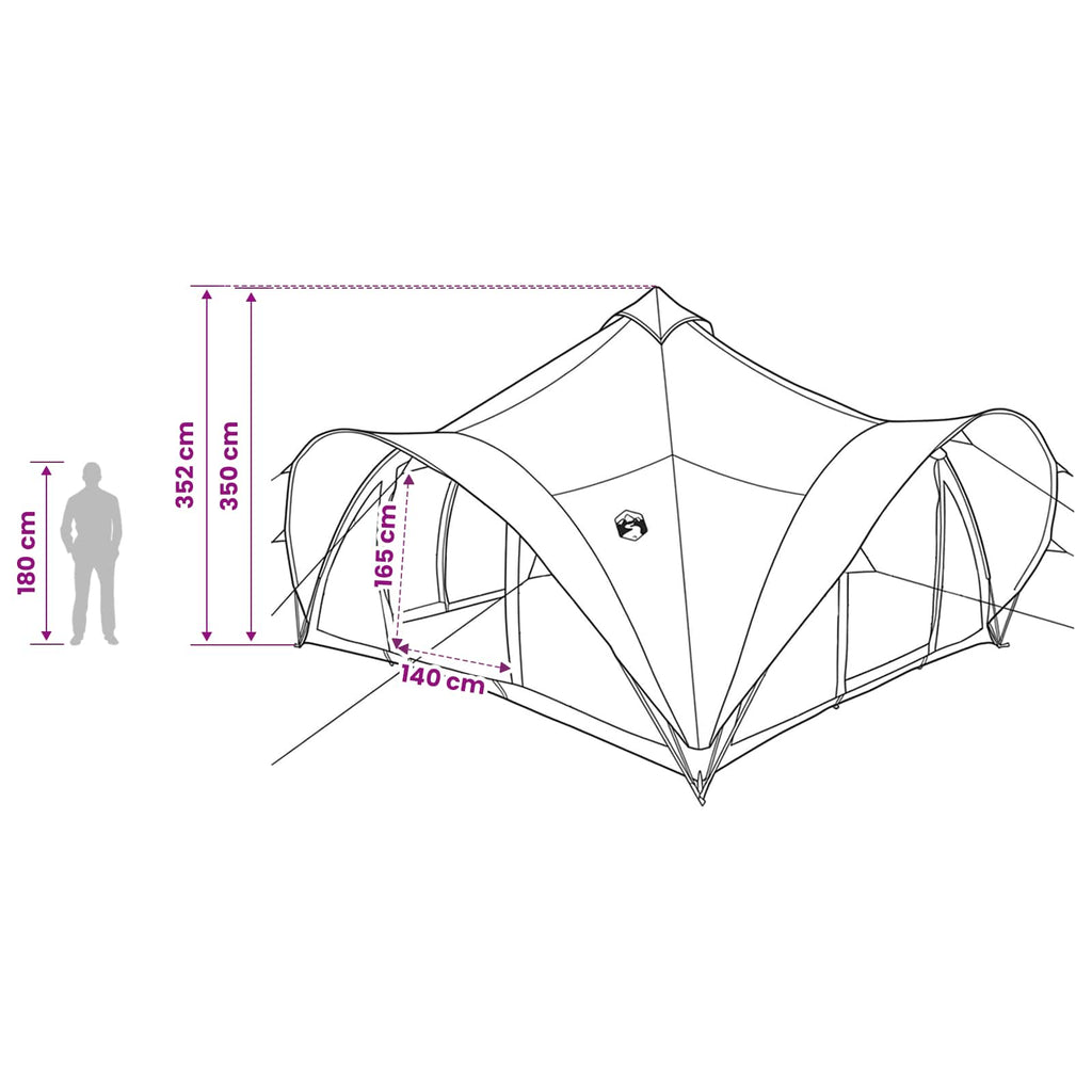 Tipi Tent With Roof Green 18-Person Polyester And Steel