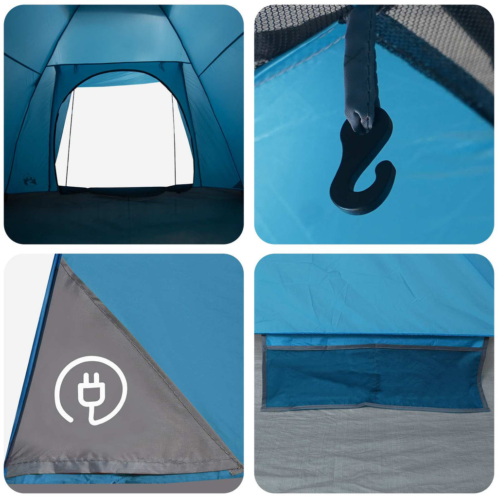 Camping Tent With Roof Blue 6-Person Polyester And Steel