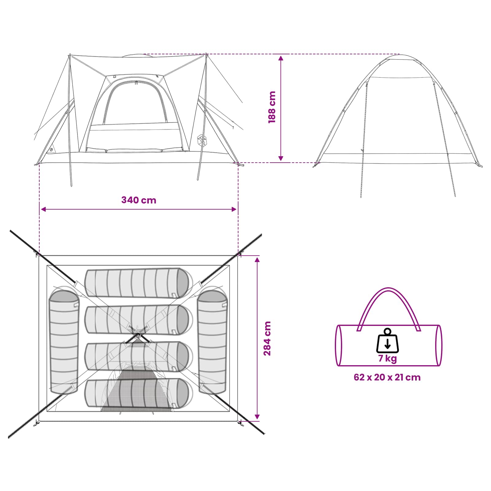 Camping Tent With Roof Blue 6-Person Polyester And Steel