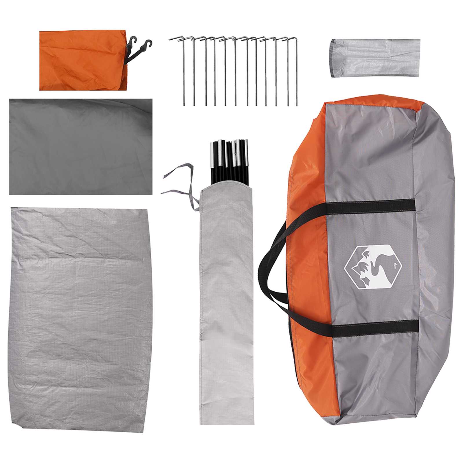Camping Tent Grey And Orange 6-Person Polyester And Steel