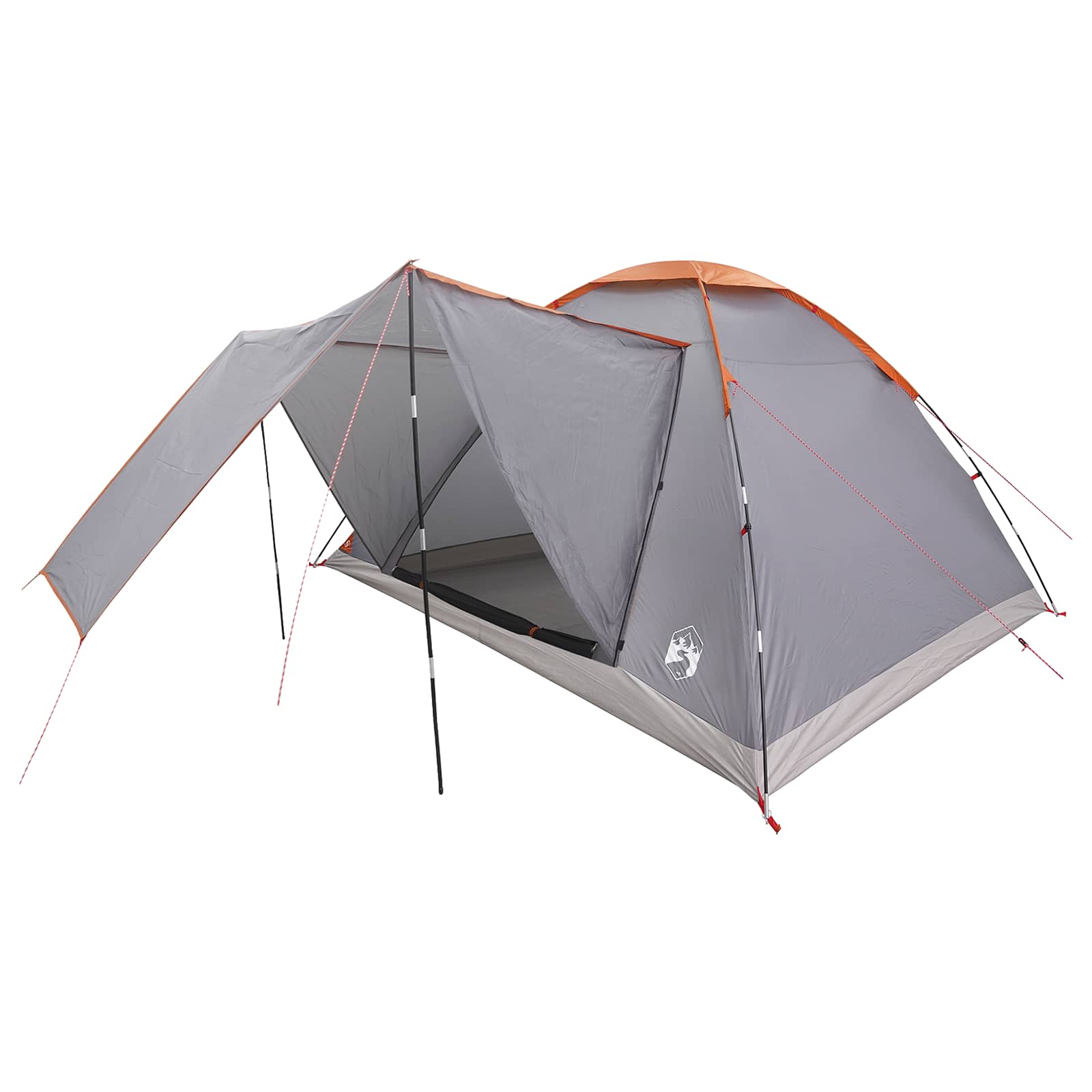Camping Tent Grey And Orange 6-Person Polyester And Steel