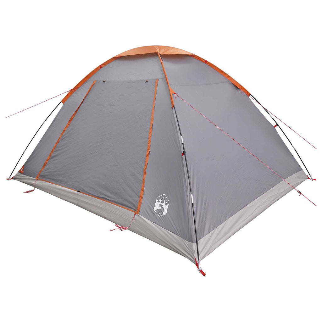 Camping Tent Grey And Orange 6-Person Polyester And Steel