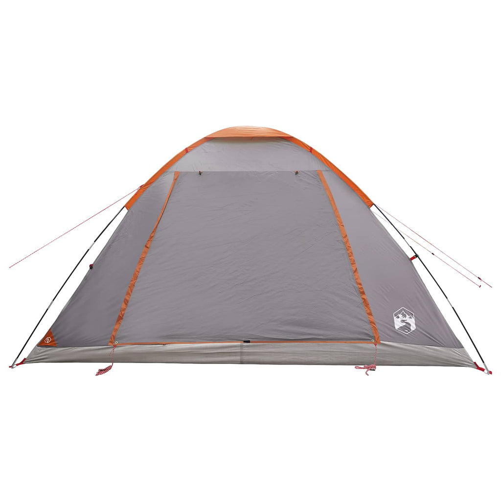 Camping Tent Grey And Orange 6-Person Polyester And Steel