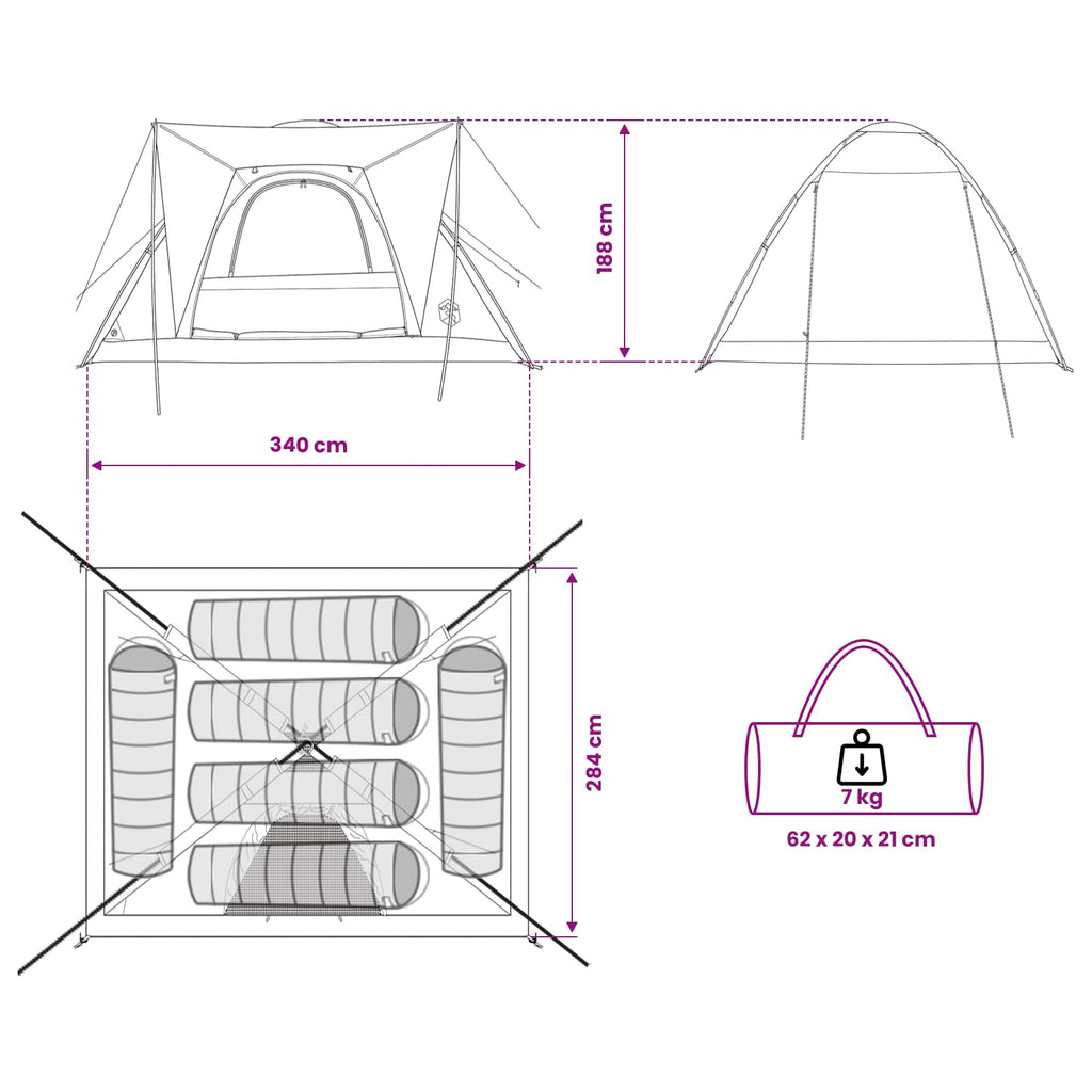 Camping Tent With Roof White Blackout 335 X 275 X 180 Cm