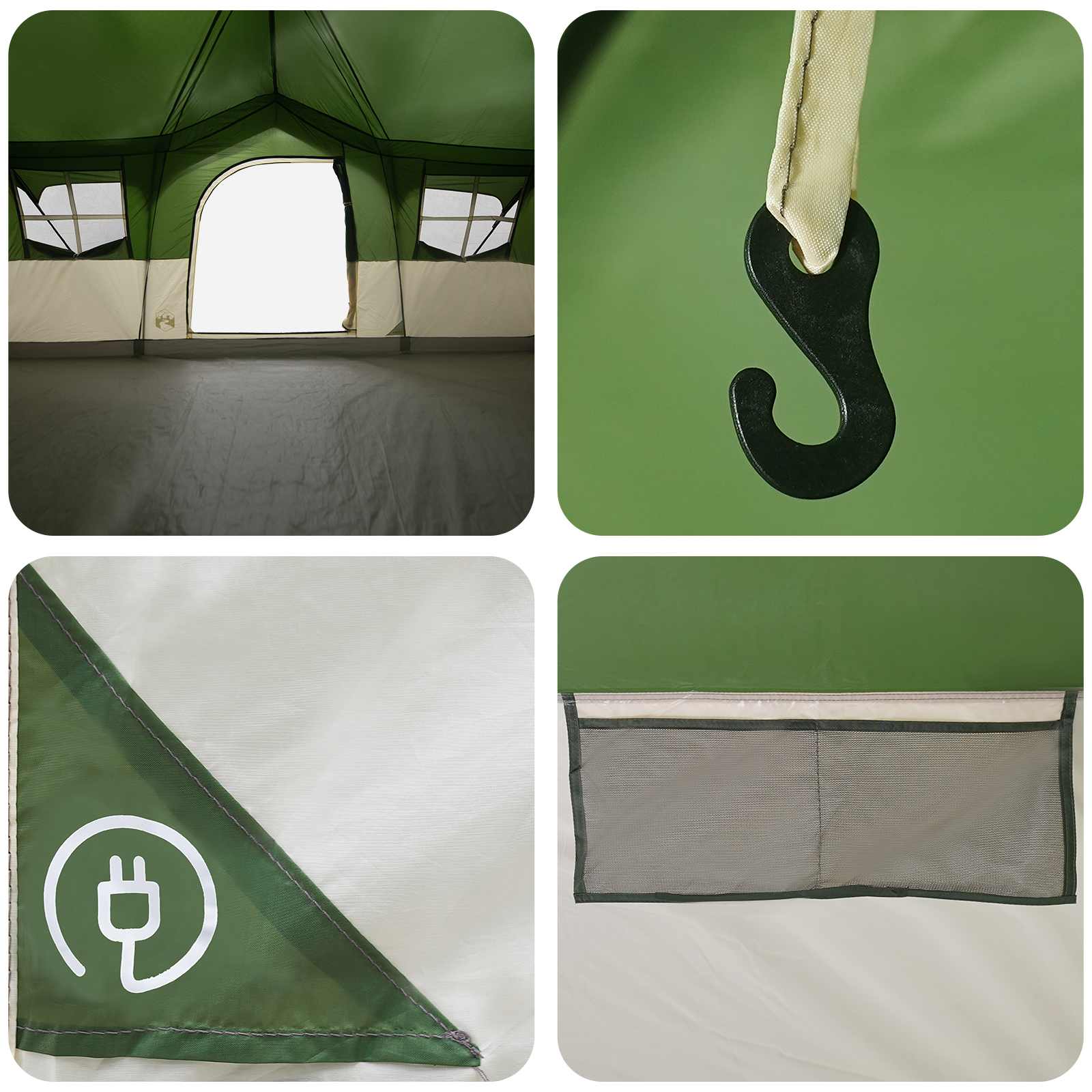 Family Tent Green 487 X 340 X 216 Cm Polyester And Steel