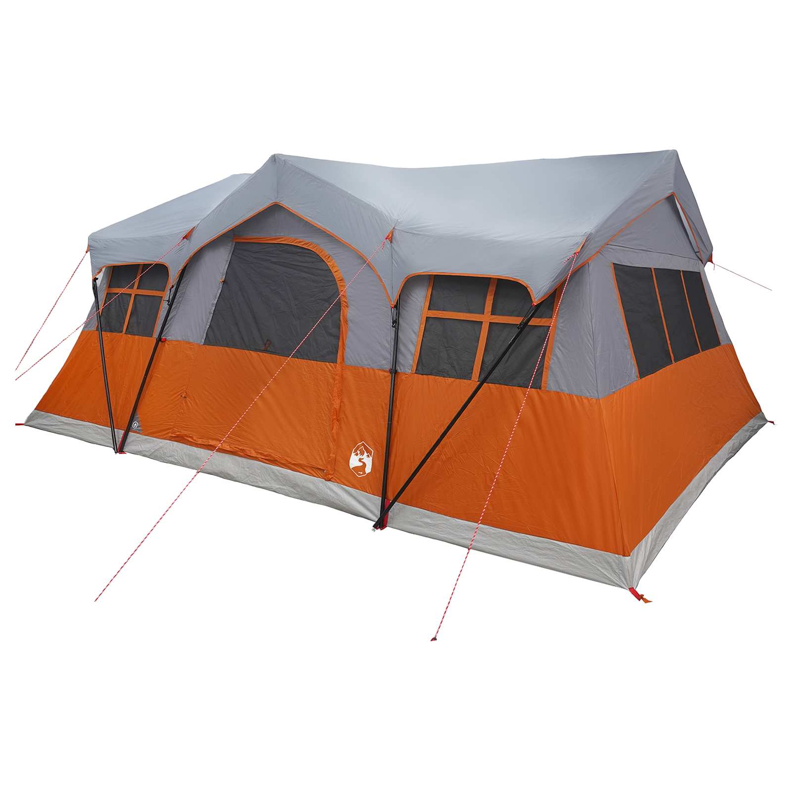 Family Tent With Roof Grey And Orange 487 X 340 X 216 Cm
