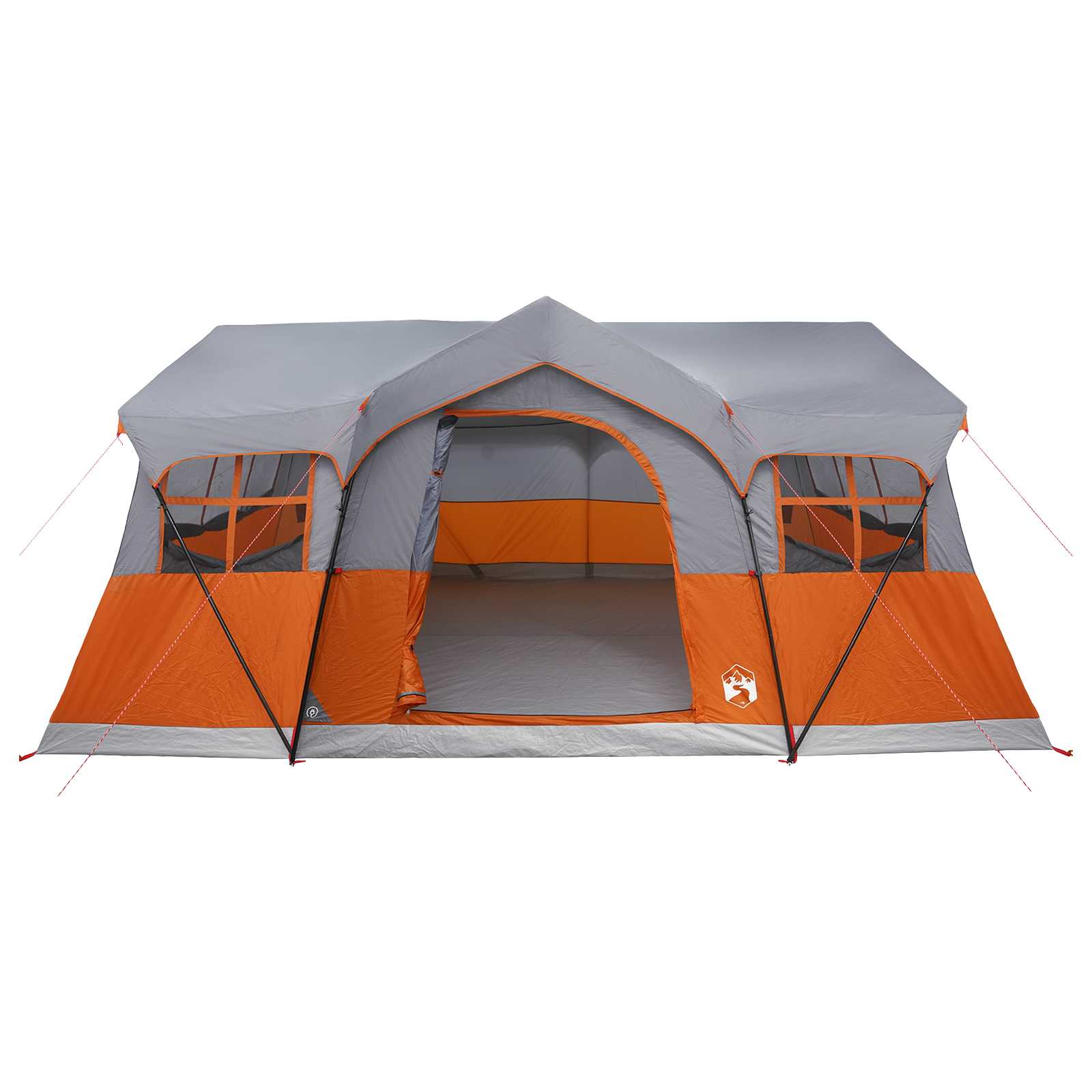 Family Tent With Roof Grey And Orange 487 X 340 X 216 Cm