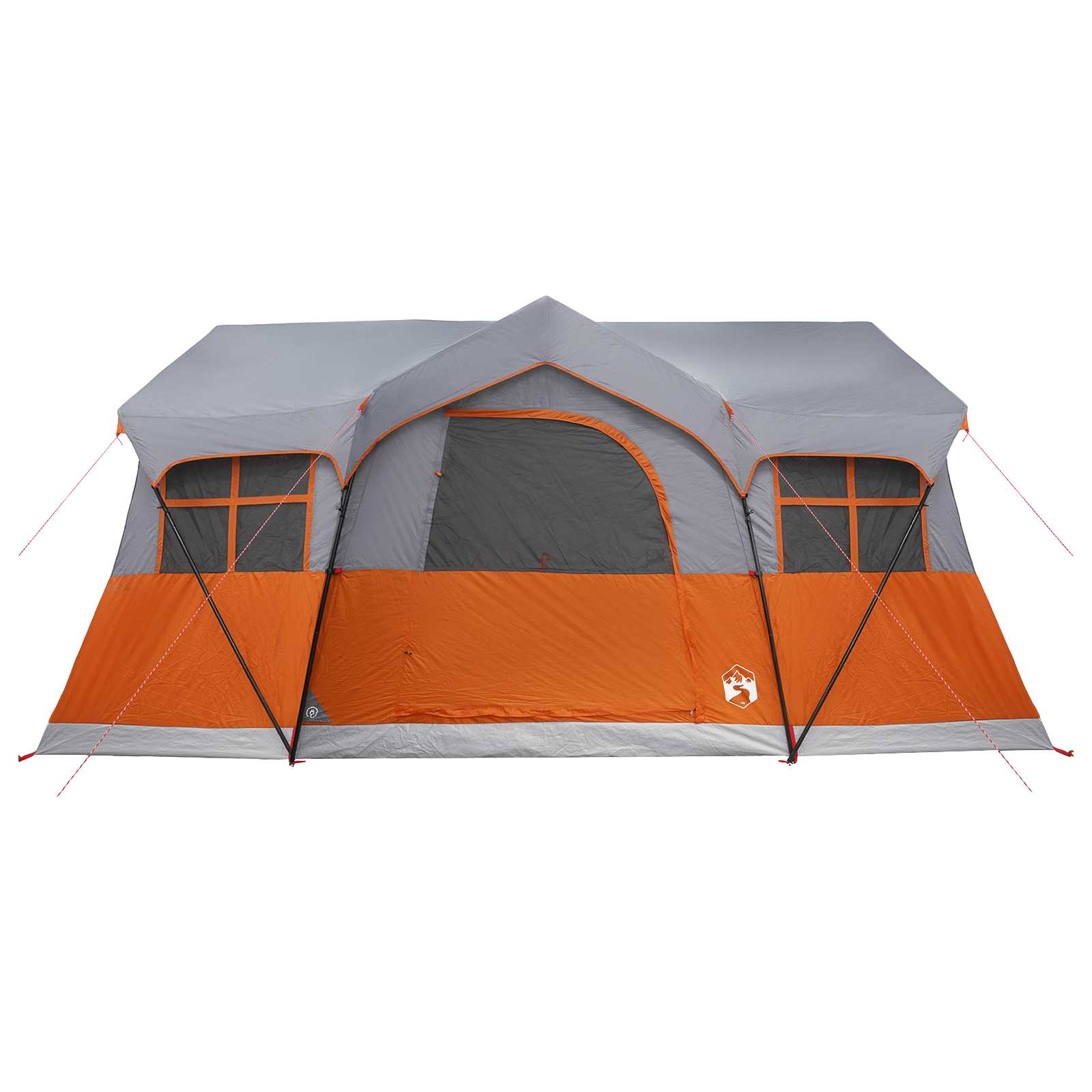 Family Tent With Roof Grey And Orange 487 X 340 X 216 Cm