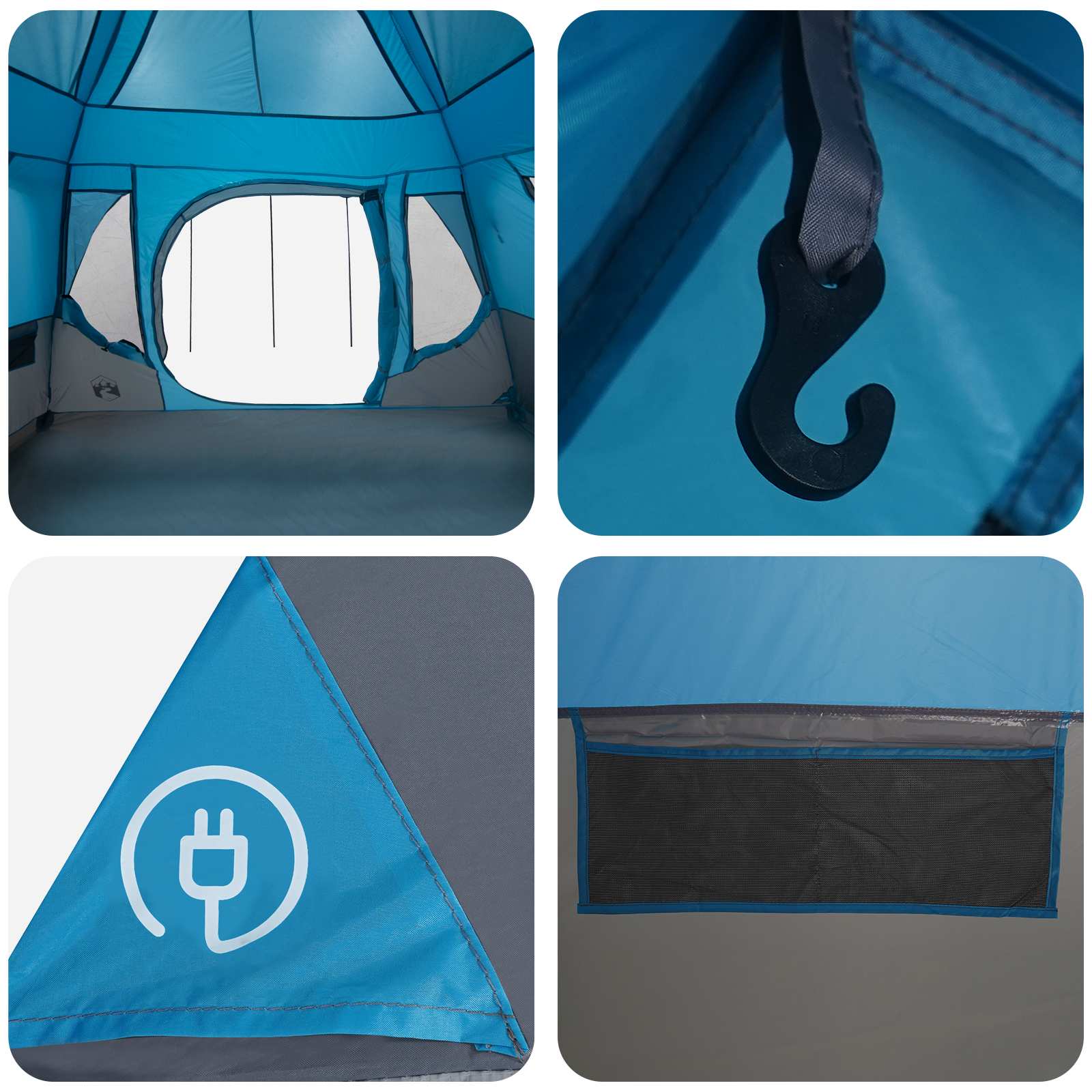 Family Tent Blue 305 X 275 X 190 Cm Polyester And Steel