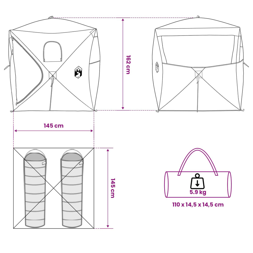 Hunting Tent 143 X 143 X 165 Cm Polyester And Steel