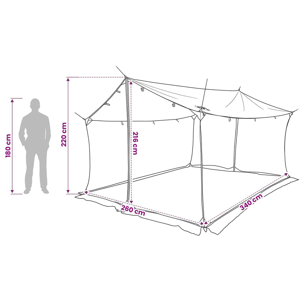 Tents Camping Tarp Mesh Walls Brown Grey 340 X 260 220 Cm 340 X 260 X 220 Cm 340