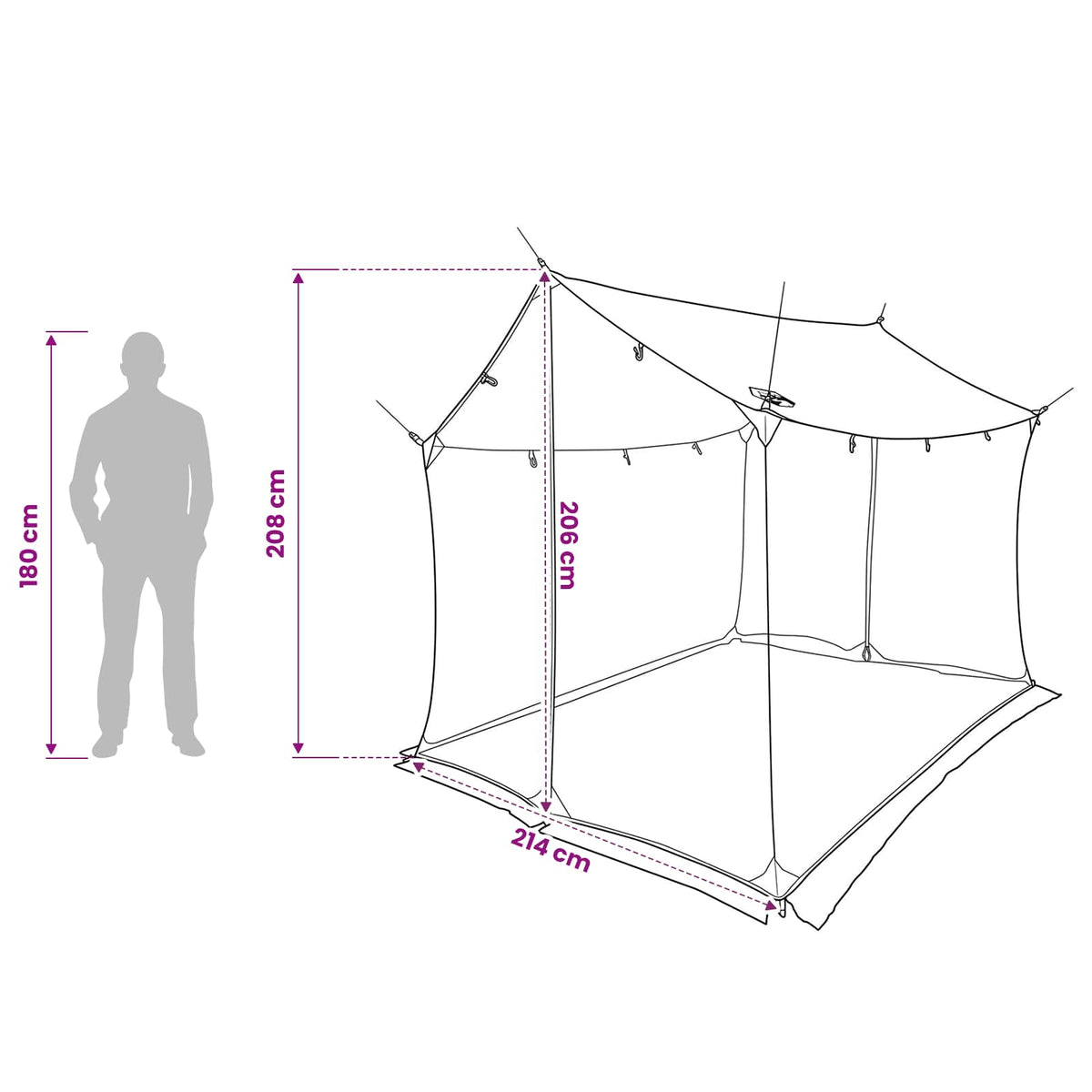 Tents Camping Tarp Shelter Mesh Walls Brown Grey Waterproof 270x210x210cm 270 cm