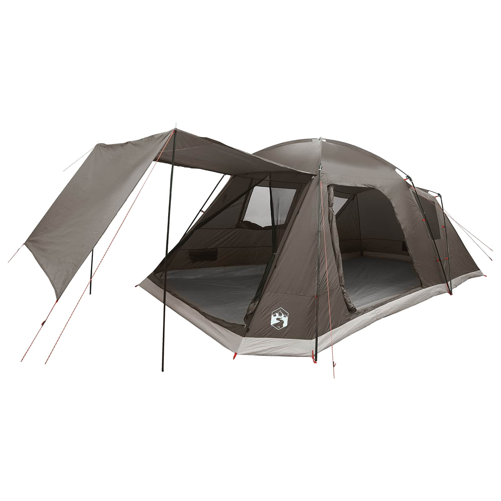 Cabin Tent With Roof Brown Grey Polyester And Steel