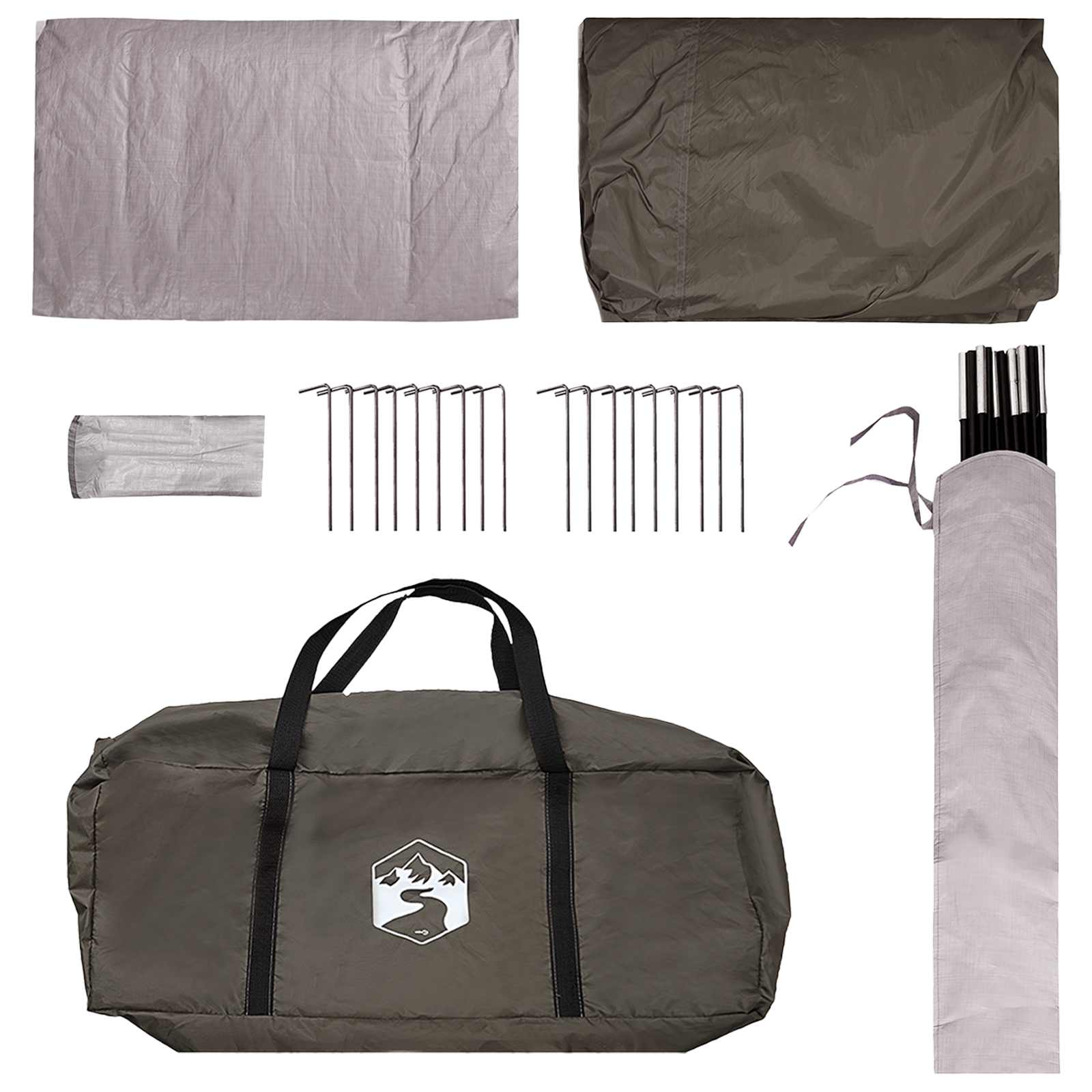 Cabin Tent With Roof Brown Grey Polyester And Steel
