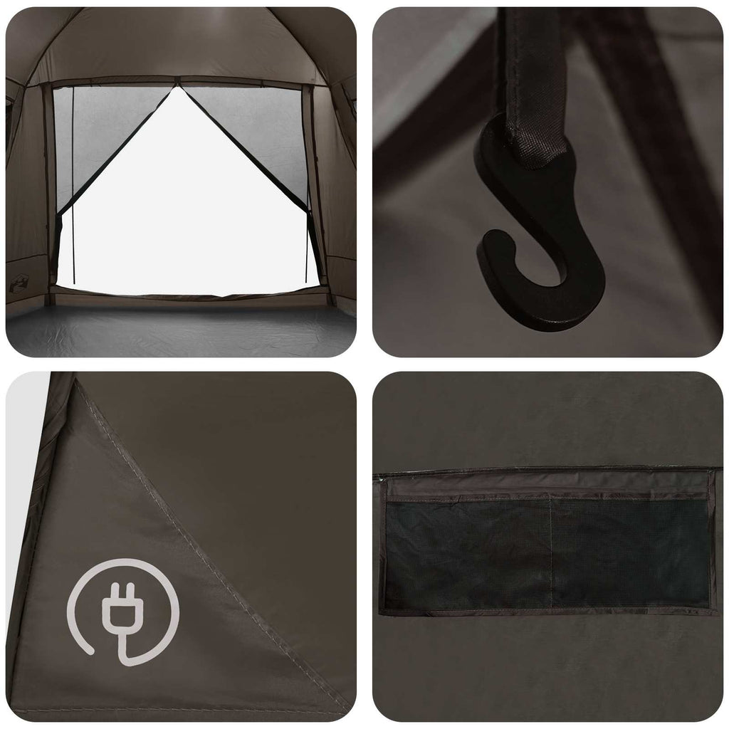 Cabin Tent With Roof Brown Grey Polyester And Steel