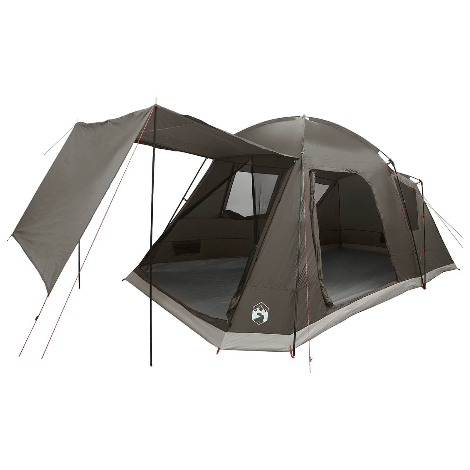Cabin Tent With Roof Brown Grey Polyester And Steel