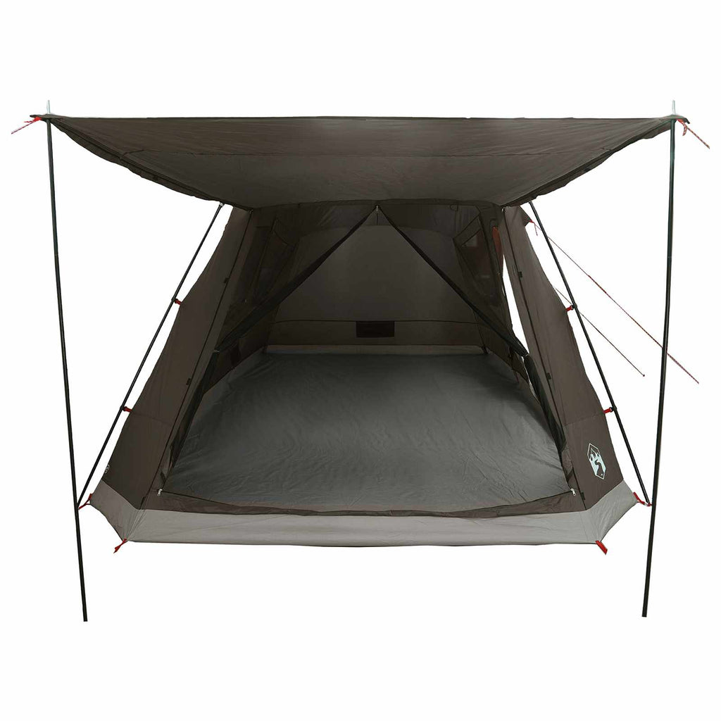 Cabin Tent With Roof Brown Grey Polyester And Steel