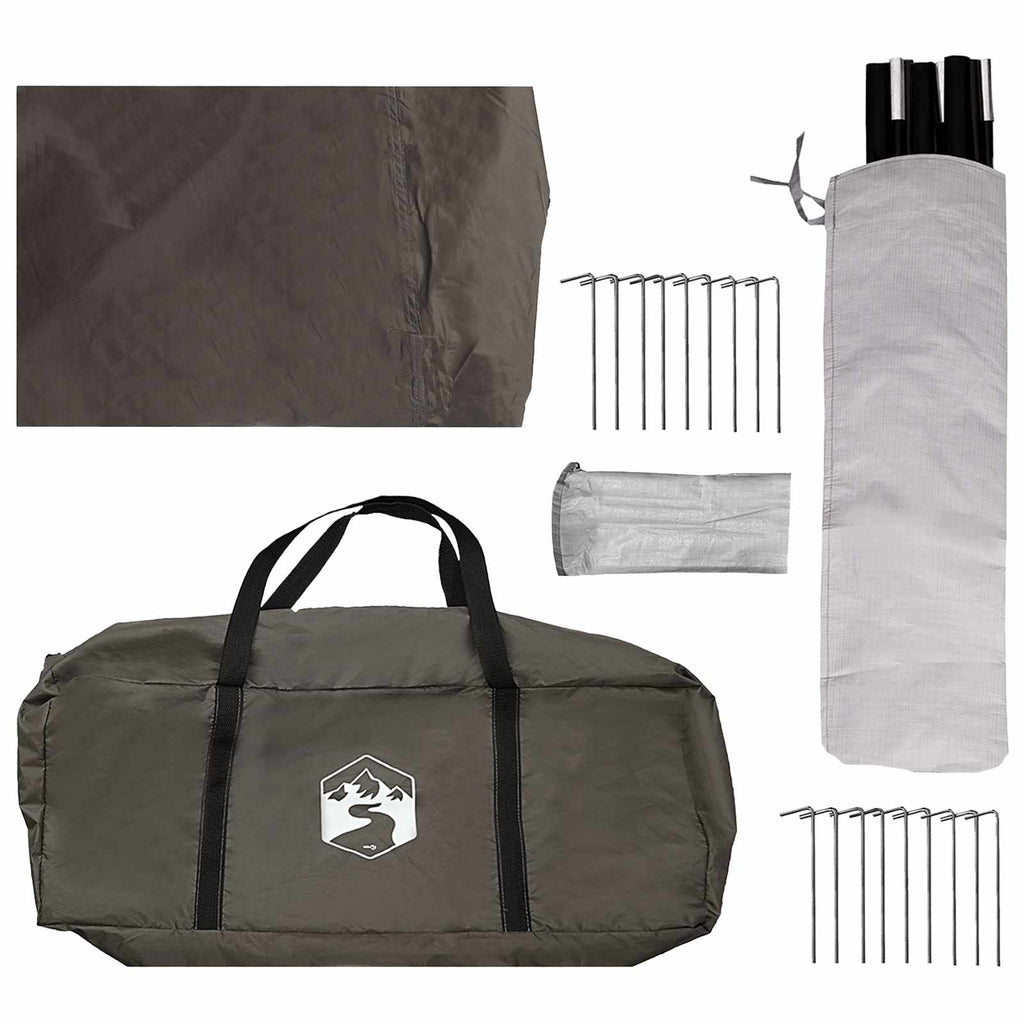 Family Tent Brown Grey 600 X 400 X 268 Cm Polyester And Steel