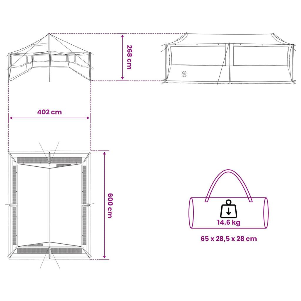 Family Tent Brown Grey 600 X 400 X 268 Cm Polyester And Steel