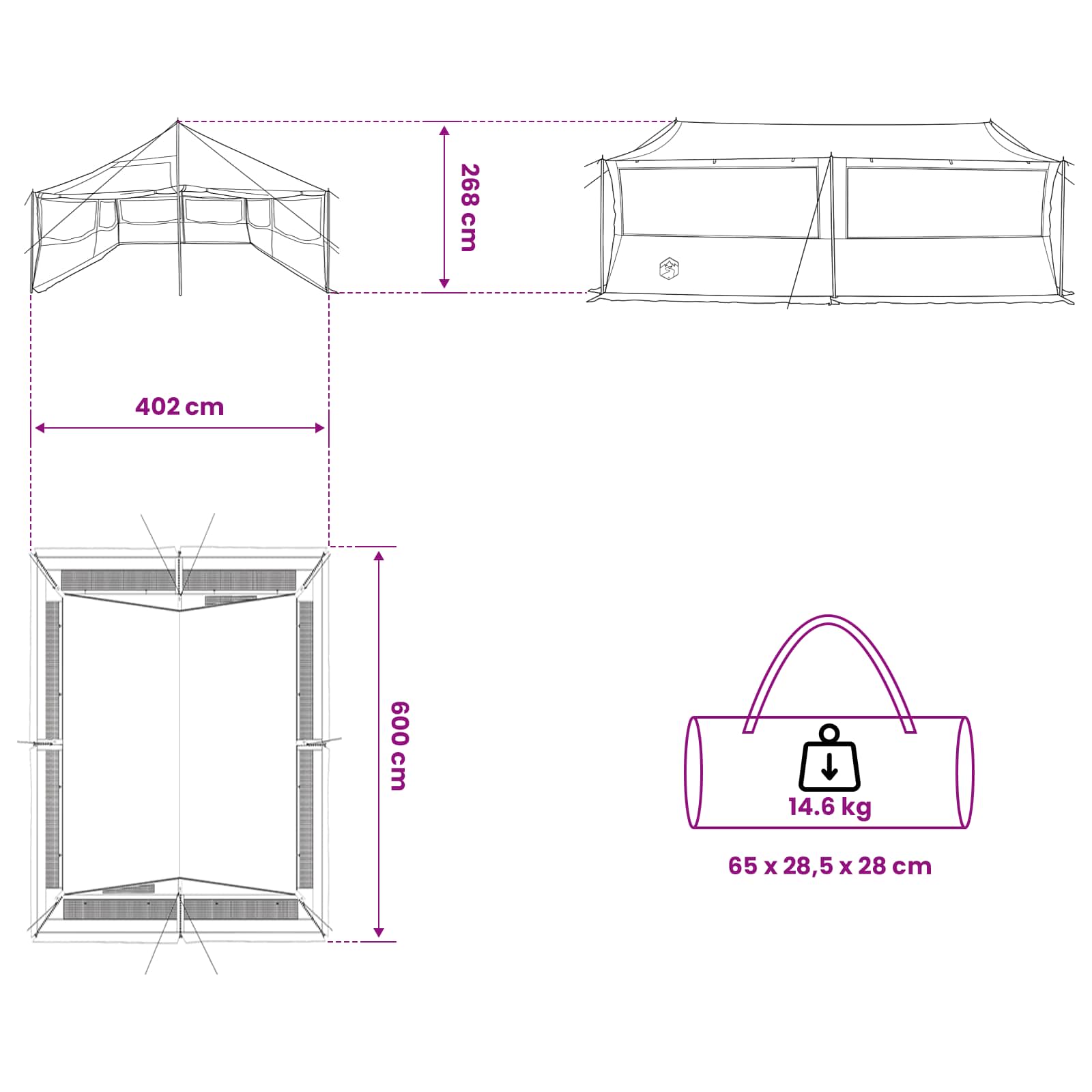 Family Tent Brown Grey 600 X 400 X 268 Cm Polyester And Steel