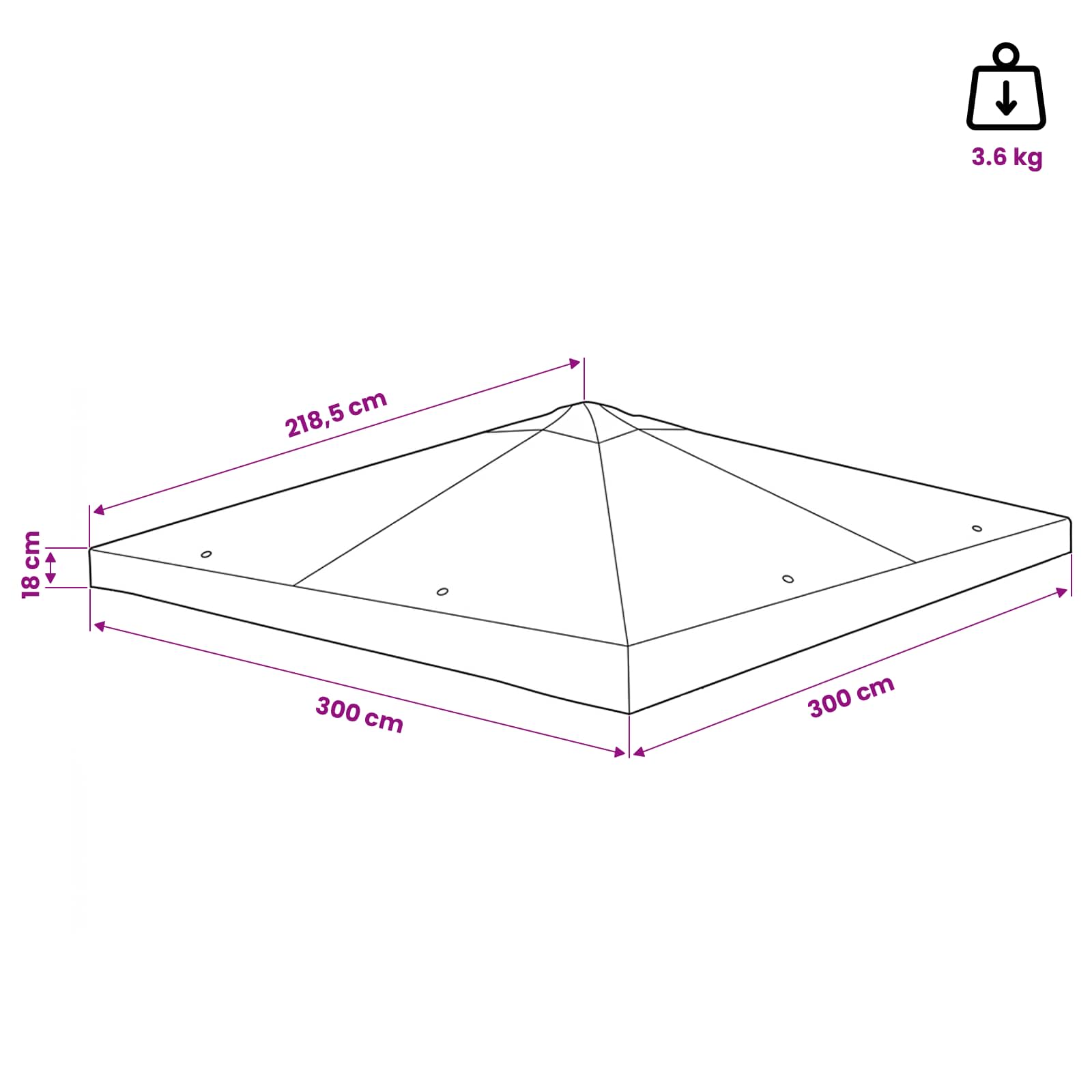 Gazebo Cover With Roof 300 X 300 Cm Polyester And Steel