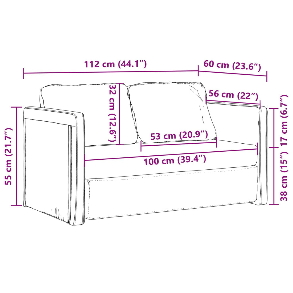 Folding Sofa Bed 112 X 60 X 55 Cm Fabric